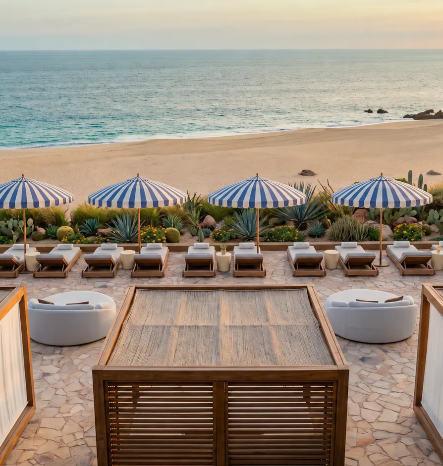 El Beach Club de DUNNA frente al mar